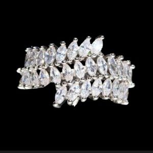 STERLING SILVER WHITE SAPPHIRE 3 WAVES